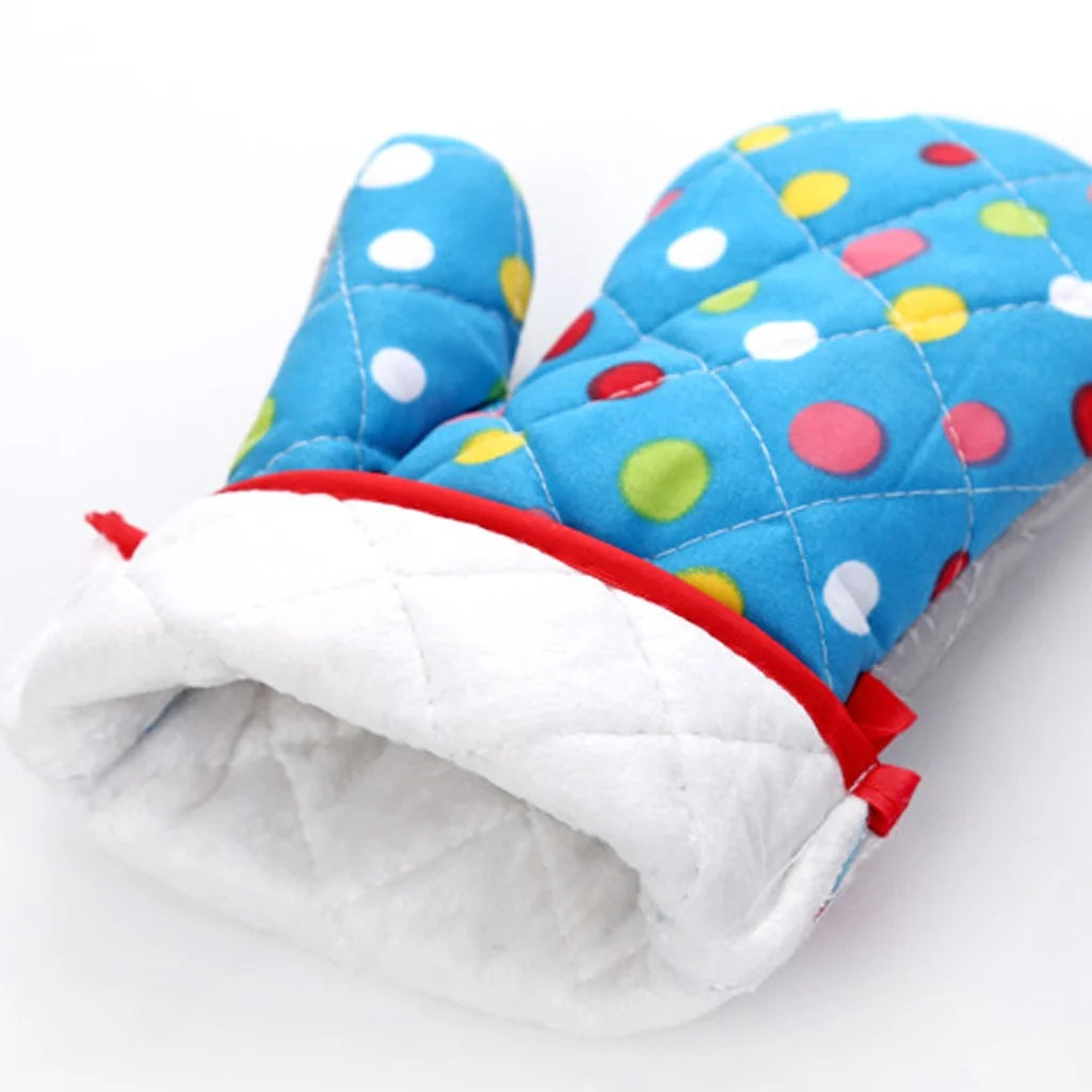 Mittens for Cooking Limited Time Offers, Kitchen Utensils Set Heat Insulation Anti-Scalding High Temperature Resistant Microwave Oven Gloves Blue (Big Dots) Closeout Clearance Sale
