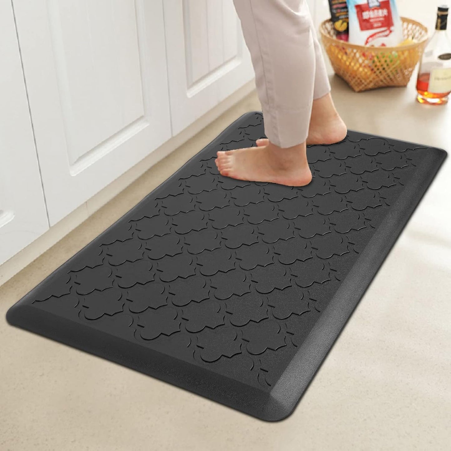 anti Fatigue Comfort Mats for Kitchen Standing Desk Thick Cushioned Floor Mat Waterproof Rug Runner Heavy Duty Pad,17.3''X28'', Black