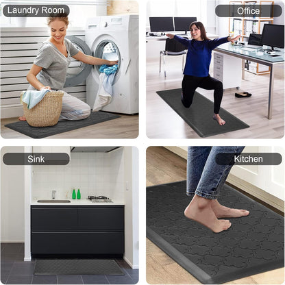 anti Fatigue Comfort Mats for Kitchen Standing Desk Thick Cushioned Floor Mat Waterproof Rug Runner Heavy Duty Pad,17.3''X28'', Black
