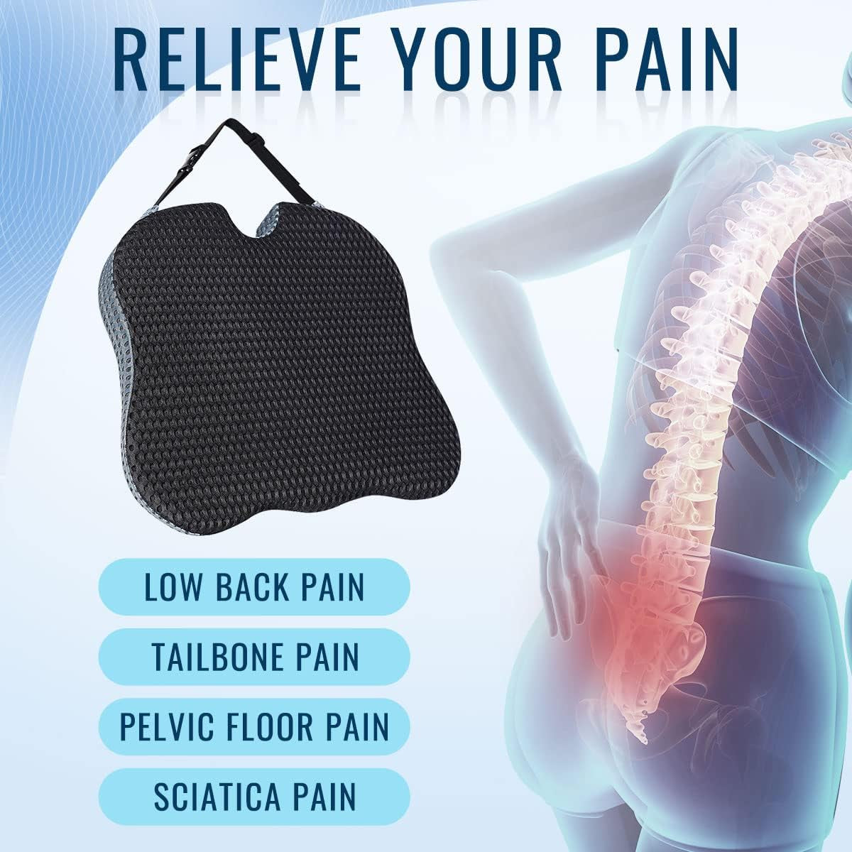 Car Seat Cushion for Car Seat Driver, Memory Foam Car Seat Wedge Cushion for Driving Chair, Truck Seat Cushion Adult Car Booster Seat for Short People Car Cushions Back Sciatica Tailbone Pain Relief