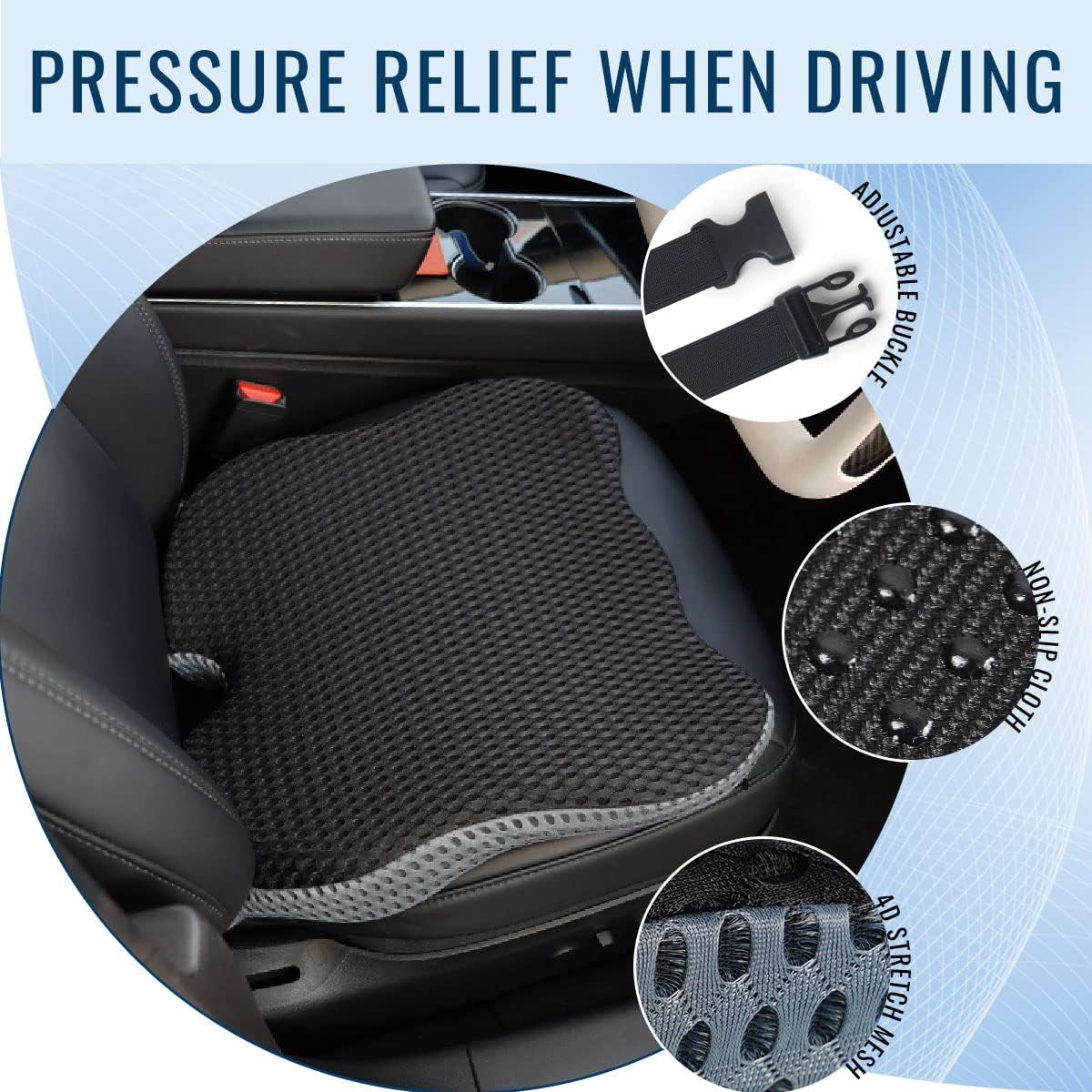 Car Seat Cushion for Car Seat Driver, Memory Foam Car Seat Wedge Cushion for Driving Chair, Truck Seat Cushion Adult Car Booster Seat for Short People Car Cushions Back Sciatica Tailbone Pain Relief