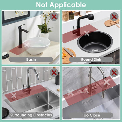 24 Inch Silicone Faucet Mat for Kitchen Sink Splash Guard - 6 Slope Water
