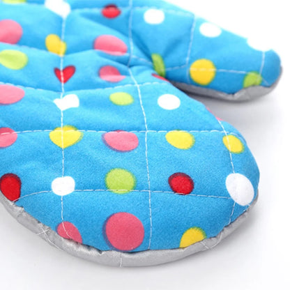 Mittens for Cooking Limited Time Offers, Kitchen Utensils Set Heat Insulation Anti-Scalding High Temperature Resistant Microwave Oven Gloves Blue (Big Dots) Closeout Clearance Sale
