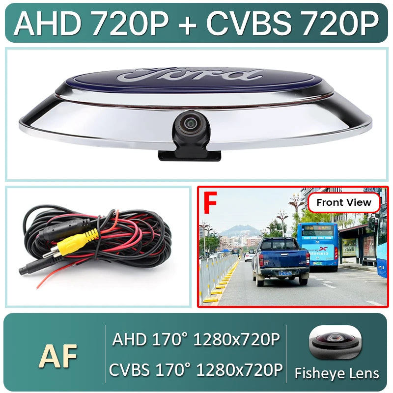 CCD AHD 1080P 170° Car Badge Logo Rear View Reverse Backup Camera for Ford Ranger T6 T7 T8 XLT Edge F-150 F-250 F-350 Explorer
