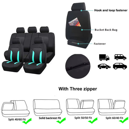 Universal Mesh Car Seat Cover Set Voiture Accessories Interior Unisex Fit Most Car SUV Track Van with Zipper Airbag Compatible