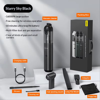 16000Pa Car Vacuum Cleaner Mini Aspirador Portatil Sem Fio Handheld Aspiradora Para Auto Cordless Aspirateur Voiture Puissant