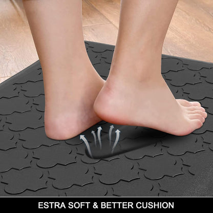 anti Fatigue Comfort Mats for Kitchen Standing Desk Thick Cushioned Floor Mat Waterproof Rug Runner Heavy Duty Pad,17.3''X28'', Black