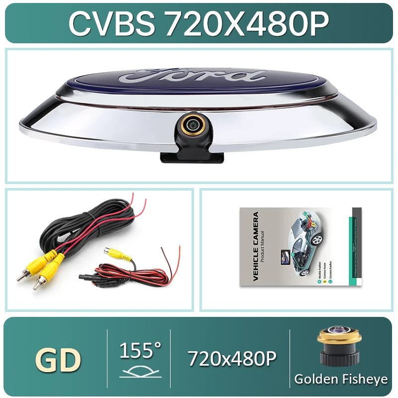 CCD AHD 1080P 170° Car Badge Logo Rear View Reverse Backup Camera for Ford Ranger T6 T7 T8 XLT Edge F-150 F-250 F-350 Explorer