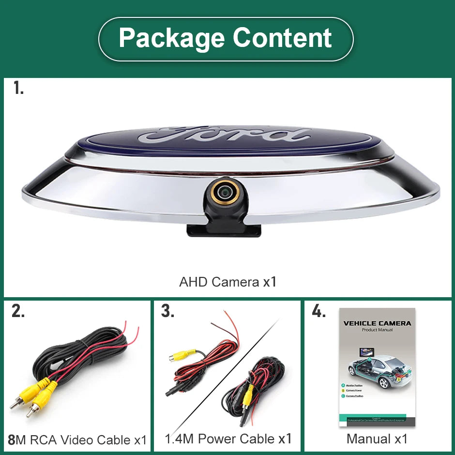 CCD AHD 1080P 170° Car Badge Logo Rear View Reverse Backup Camera for Ford Ranger T6 T7 T8 XLT Edge F-150 F-250 F-350 Explorer